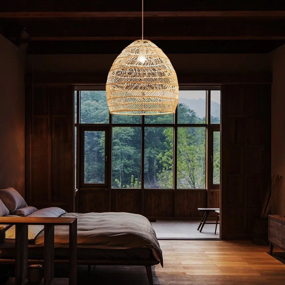 New Chinese Style  Rattan Lampshade Creative handmade rattan for dining room bedroom lampshade