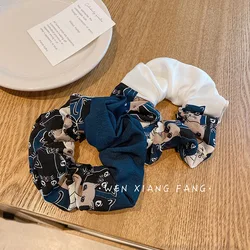Wholesale Simple Cat Chiffon Silky Large Intestine Ring Hair Accessories Rope Girl Elastic Hair Ties Pleated Hair Scrunchies