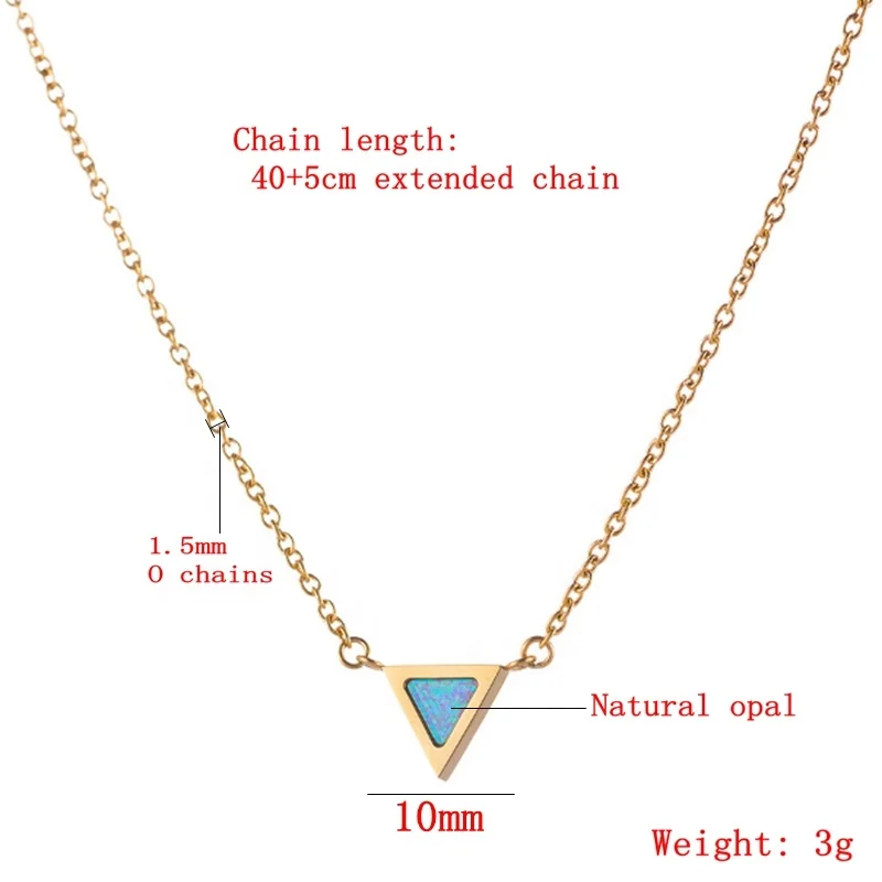 Custom Triangular pendant necklace Stainless Steel silver Gold Plated Dainty Pendant fashion fine jewelry Opal Necklace