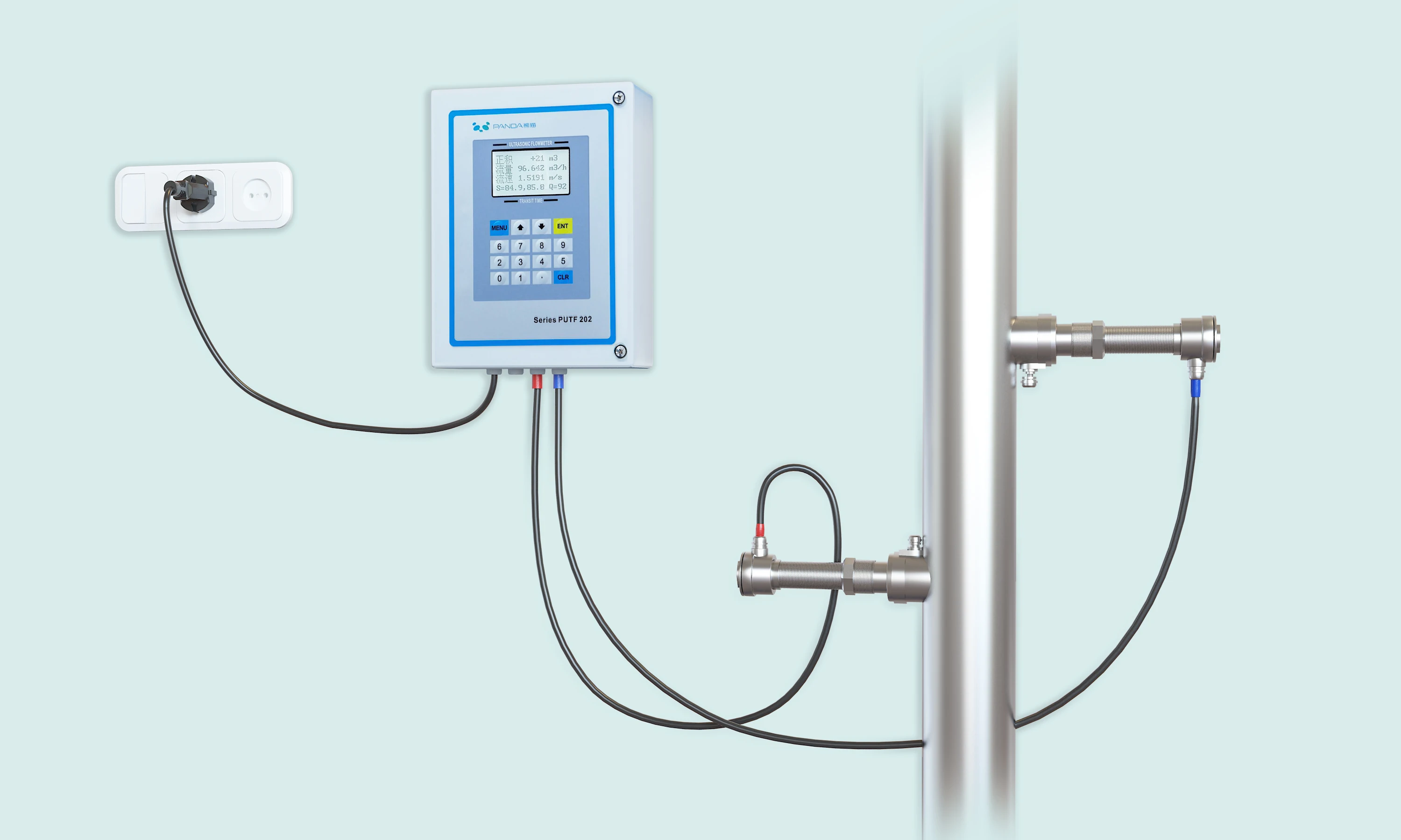 PT100 ultrasonic  Insnsertion type dual channels flow meter 4-20mA and RS485 modbus output