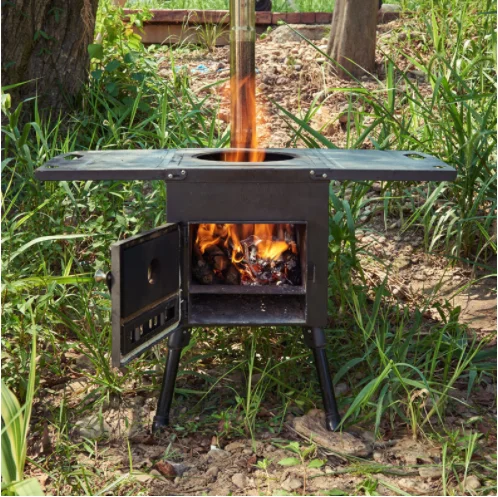 Using Many Fuels Outdoor Portable Camping Mini Wood Stove Road trip dinner party Bbq Wood Burning Stove with Steel