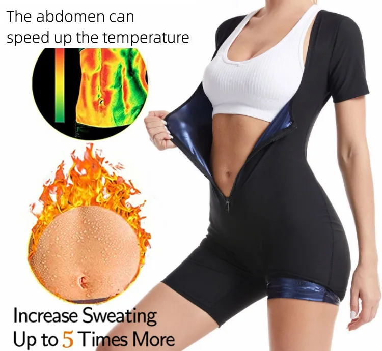 Sauna Suit For Women Weight Loss Waist Trainers Shapewear 3 in 1 Sauna Sweat Jumpsuit