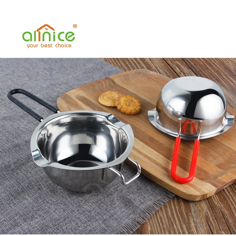 Hot Selling Baking Tools Stainless Steel Chocolate Melting Pot Cheese Butter Melting Bowl With Silicone Handle