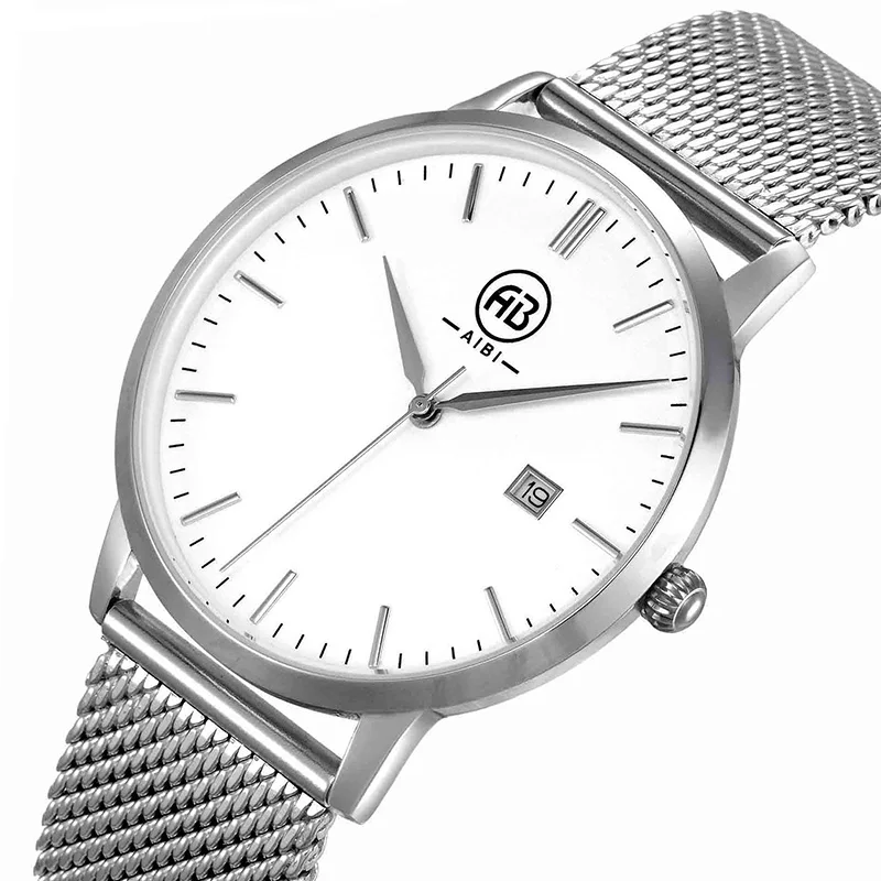 Big Dial Mesh Band Water Resistant Skeleton Automatic Mens Luxury Watches