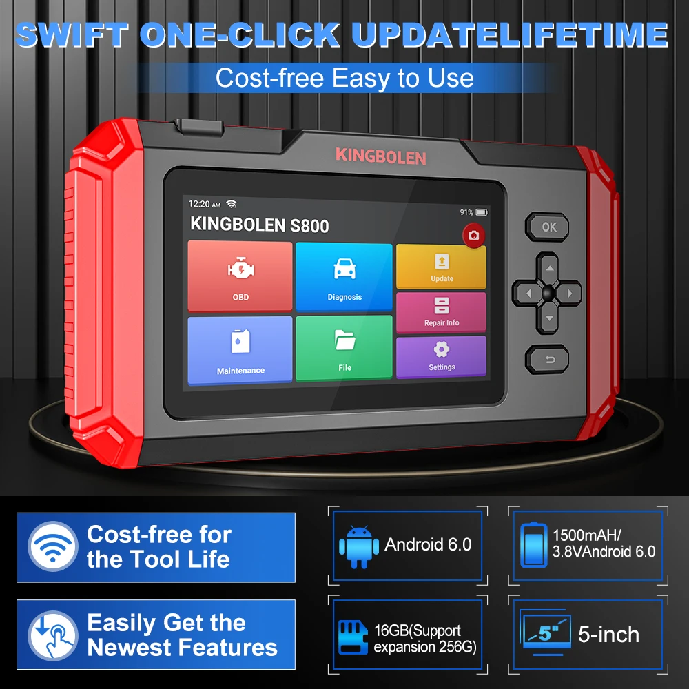 Universal Kingbolen S800 Four System Automotive Diagnostic Tool Machine OBD2 Scanner for all Cars Software Lifetime Free Update