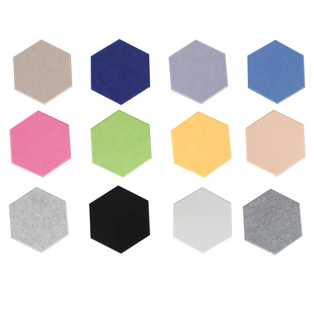 Self-adhesive Color Hexagon Acoustic Panel Soundproof PET  Noise Absorbing Polyester Wall Panels