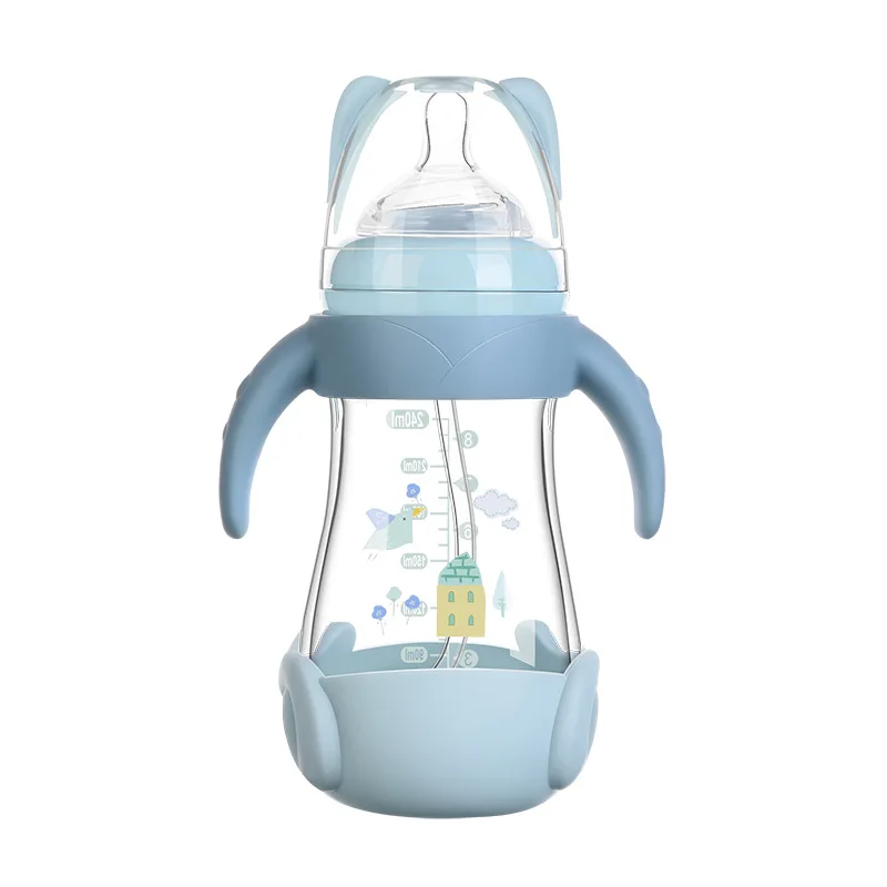 High Quality 240ML Milk Bottle Cute Cartoon 0-6 Months Baby Feeding Bottle