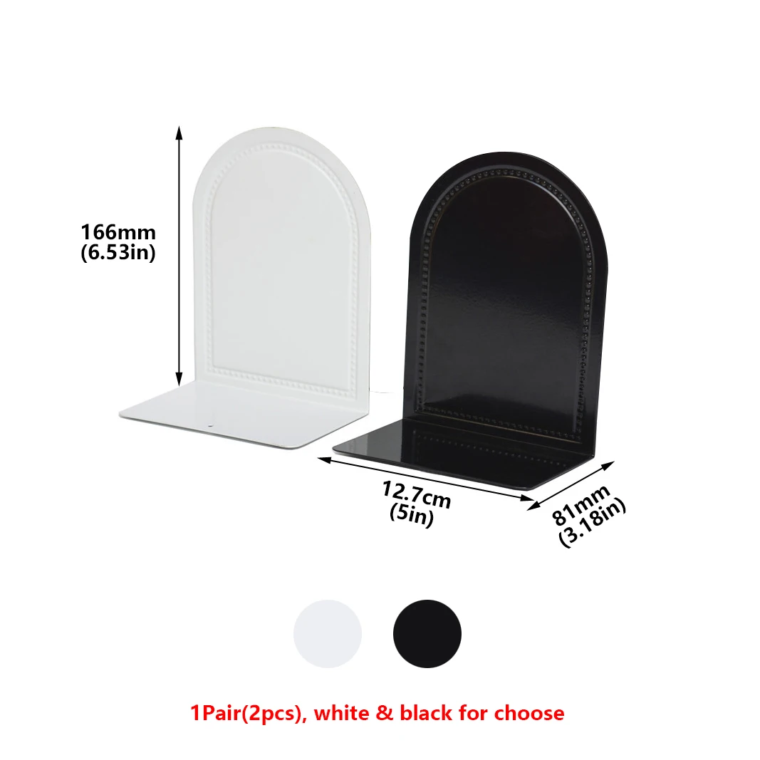 Decorative Metal Book Ends, Semi circular metal bookshelf,black book holder for school supplies