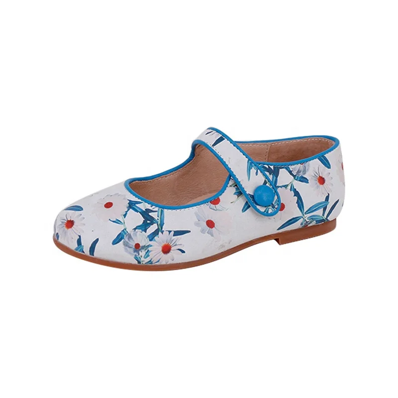 Choozii New Style High-end Floral Pattern Leather Upper Leather Children Girls Mary Jane Shoes