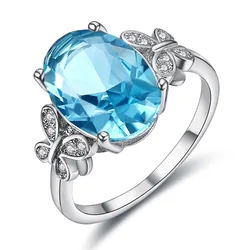 2022 Hot new products sea blue sapphire CZ finger twist infinity ring designs engagement ring or couple ring for woman