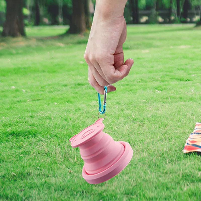 Sweet Pig Collapsible Silicone Water Cup Folding and Expandable tea Cup Travel Water Travel Hiking Camping Foldable Cup
