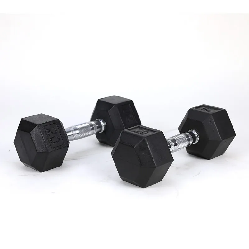 Home and commercial weight lifting rubber HEX dumbbell set kg lb