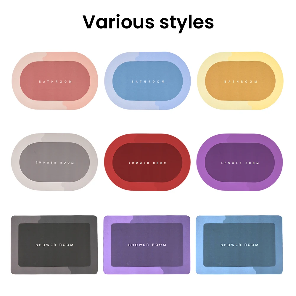 Low Price Wholesale  Fast Water Drying quick dry diatomite shower mat water absorbing bathroom floor mat diatomite bath mats