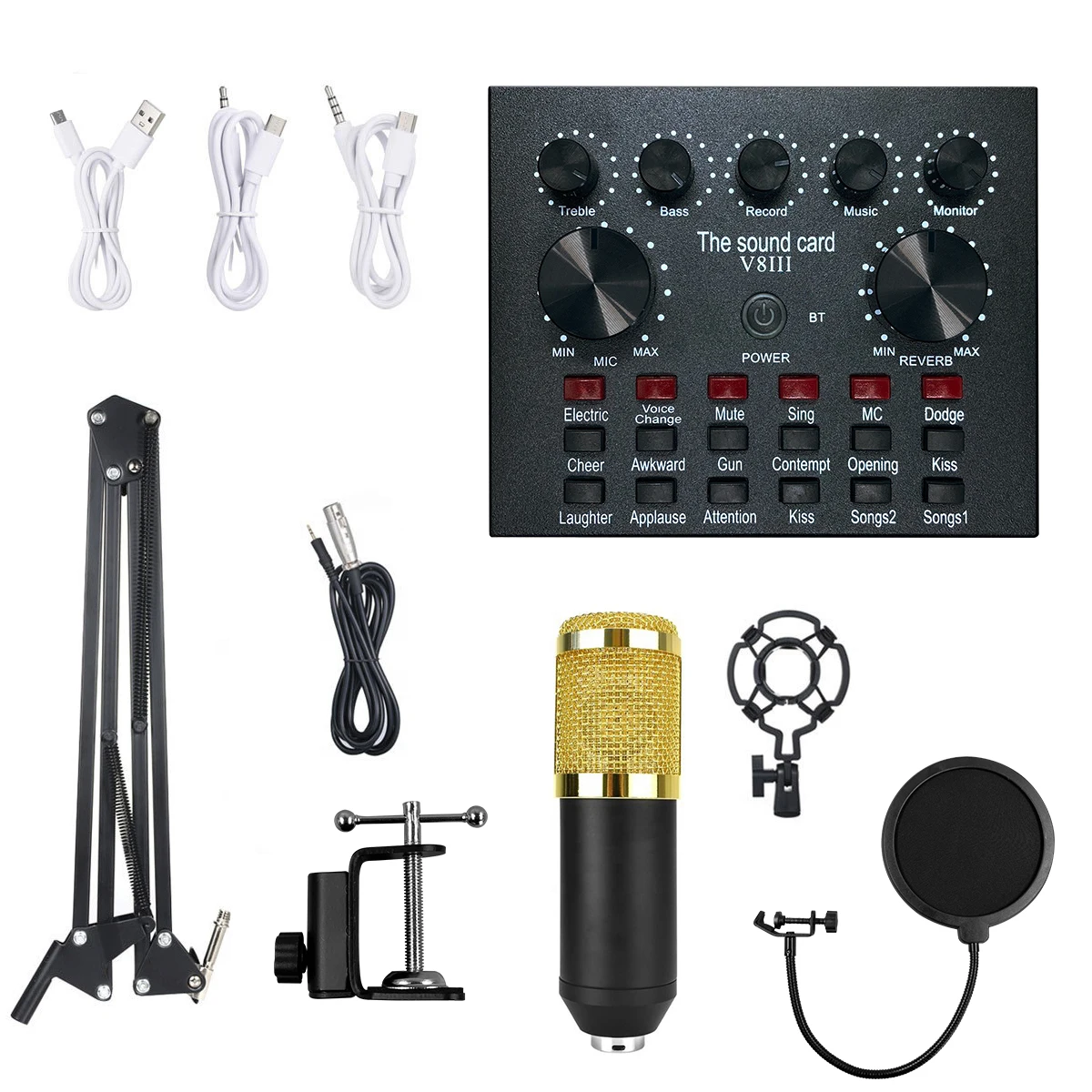 V8 BM800 Sound card Professional live singing external smart link tablets and phones