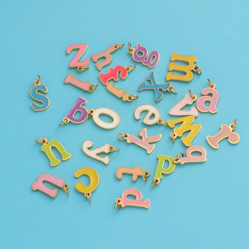 Hot Selling DIY Accessory Colored English A-Z Letter Pendant Necklace High End Stainless Steel Necklace
