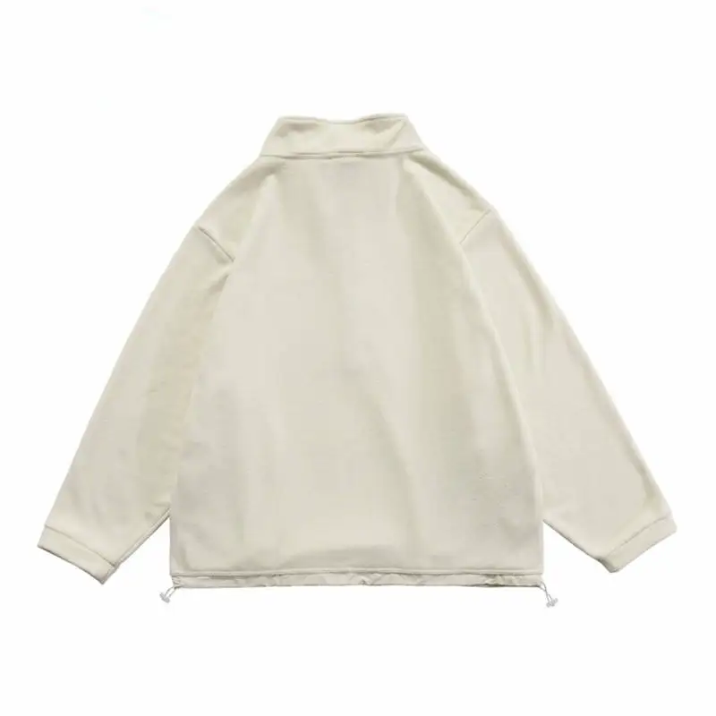 Custom Logo Unisex Zip Collar Polyester Cotton Fleece Quarter Zip Hoodies Mens Polar Fleece Streetwear Sweatshirt