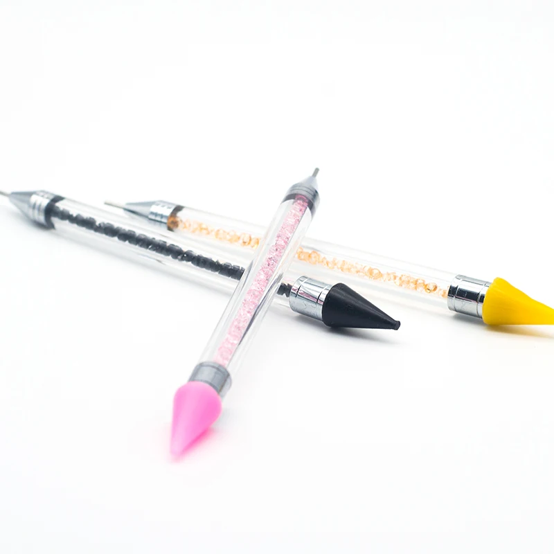  Haokelai High Quality Transparent Acrylic Rhinestone Handle Two-ended Nail Wax Dotting