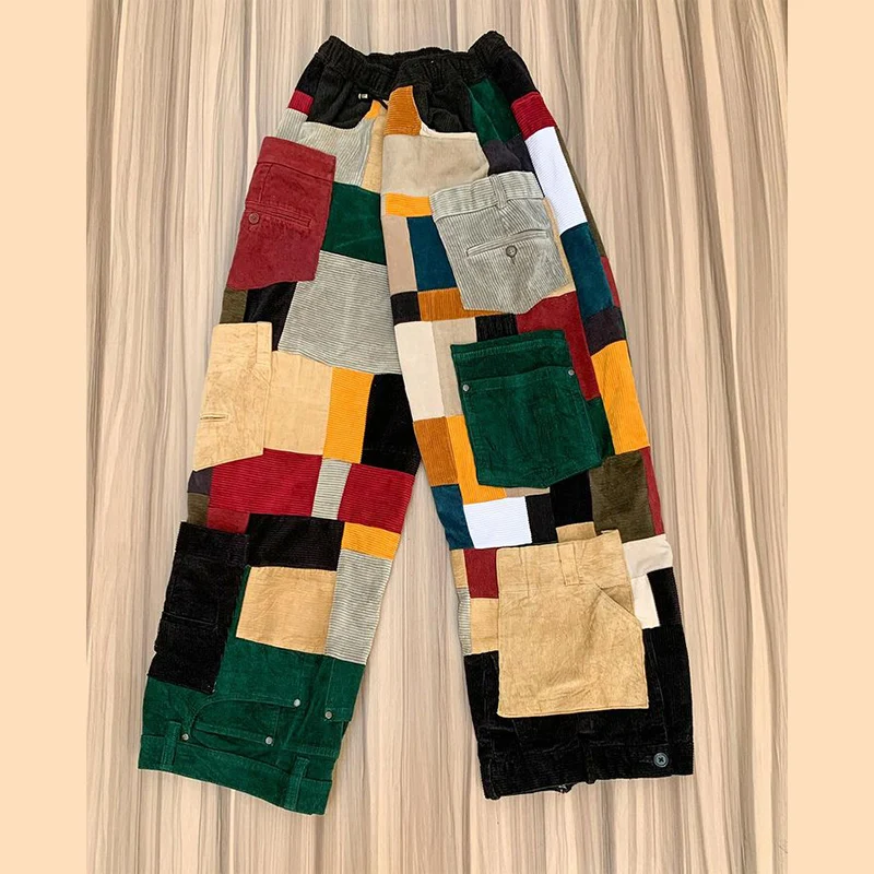 DIZNEW OEM Custom teenage Girls Clothing for Spring 2024 New patchwork Linen pants & trousers6 pocket pants for women