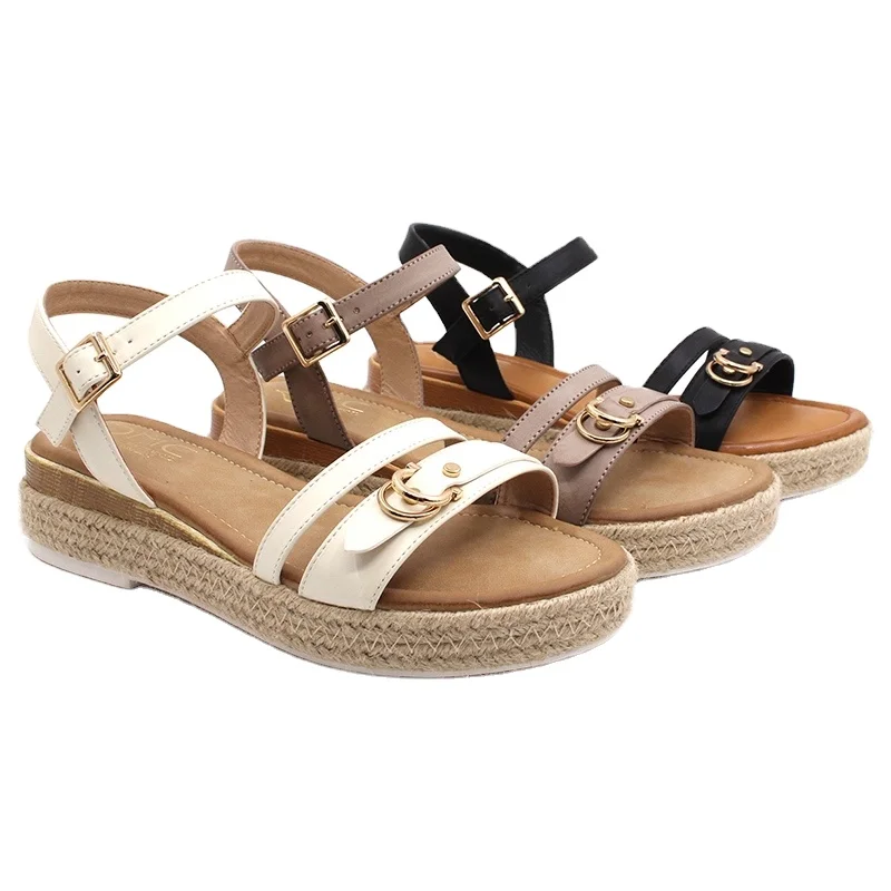2022 RMC Wholesale Fashion Female Footwear Woman Slope Strap Wedge High Heel Sandals for Women and Ladies