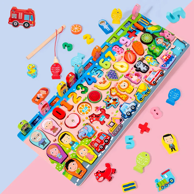Baby Learning Alphabet Kids Color Cognition Wooden Learning Magnetic Multi-Function Color Learning Board