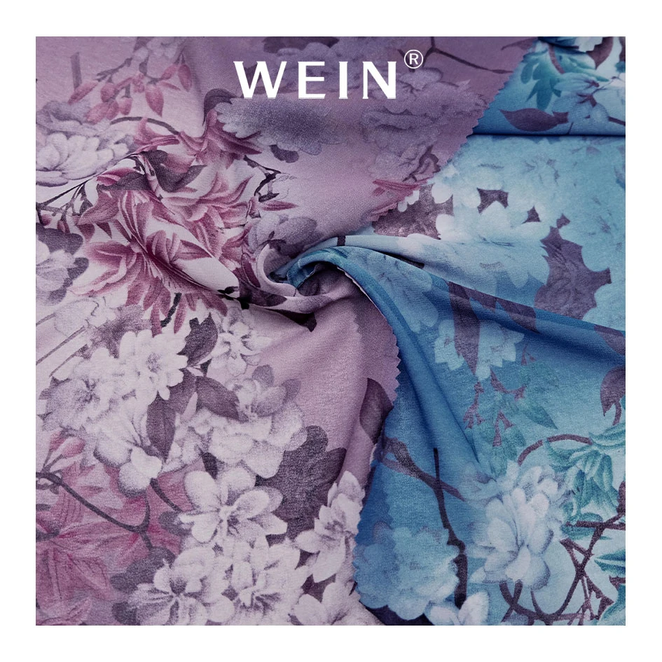 WI-A08 fabrics wholesale tejidos textiles 75D pearl printed fabric pure chiffon dress material for clothing