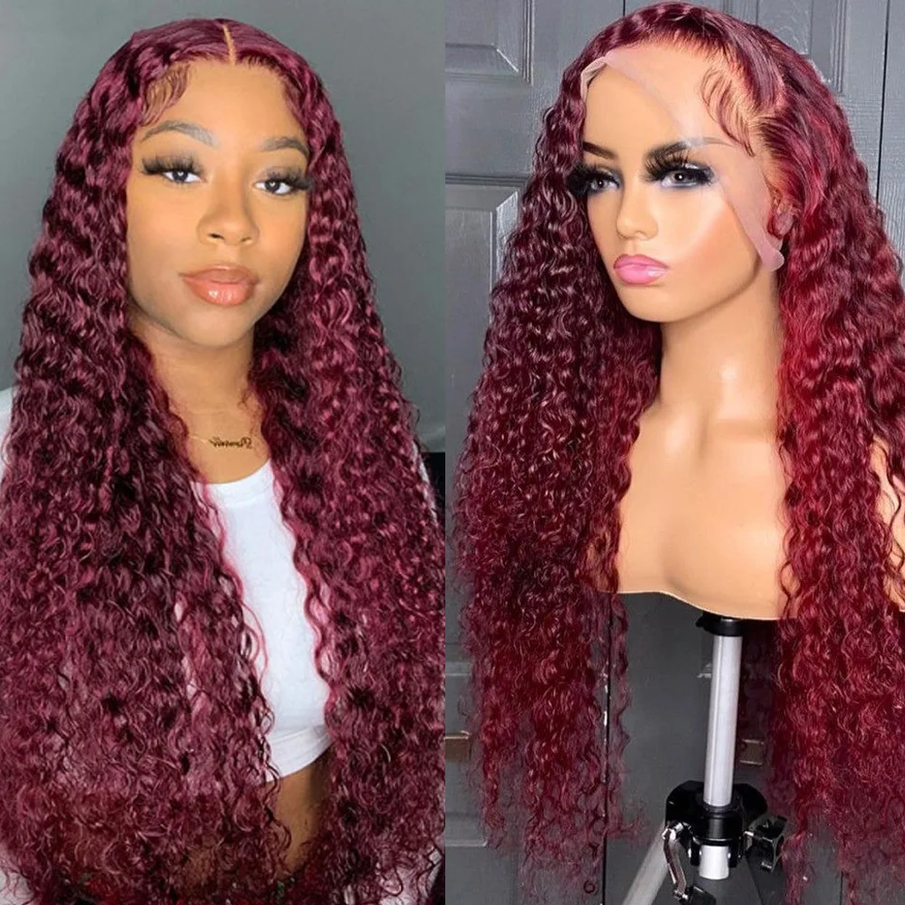 New Heat Resistant False Wig  Lace Wine Red Kinky Small Long Curly Hair Chemical Fiber High-temperature Wig