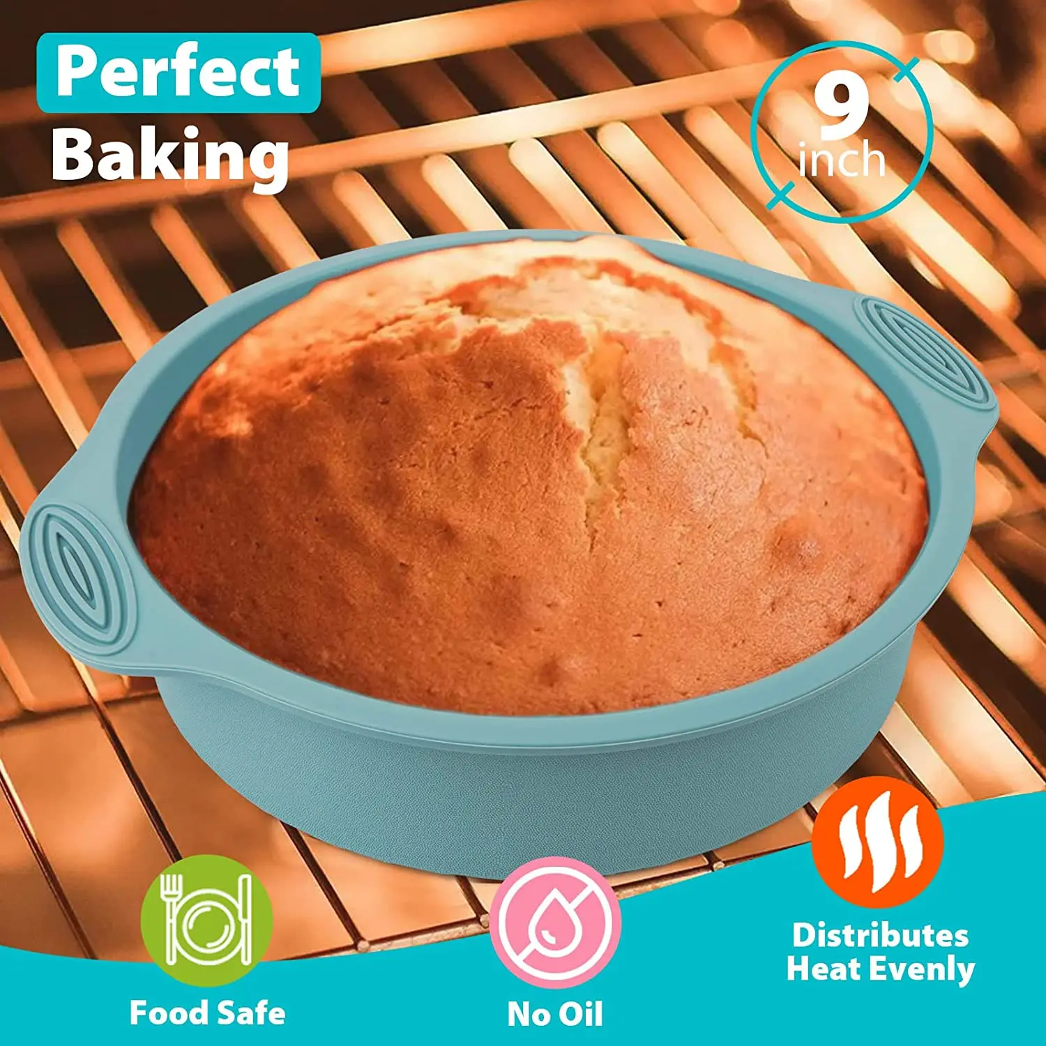 160g Round Silicone 9-inch Cake Mold Pies Making Pans Diy Baking And Pastry Tools