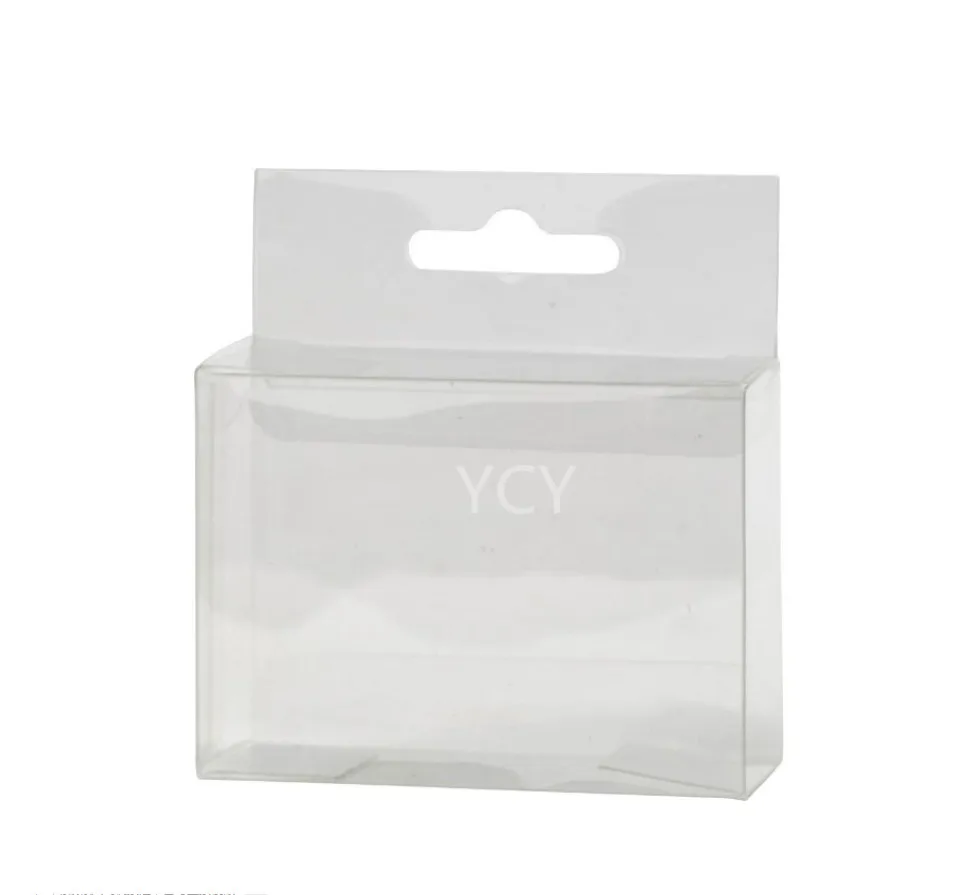 Custom clear transparent plastic PVC/PET small gift box hanging hole