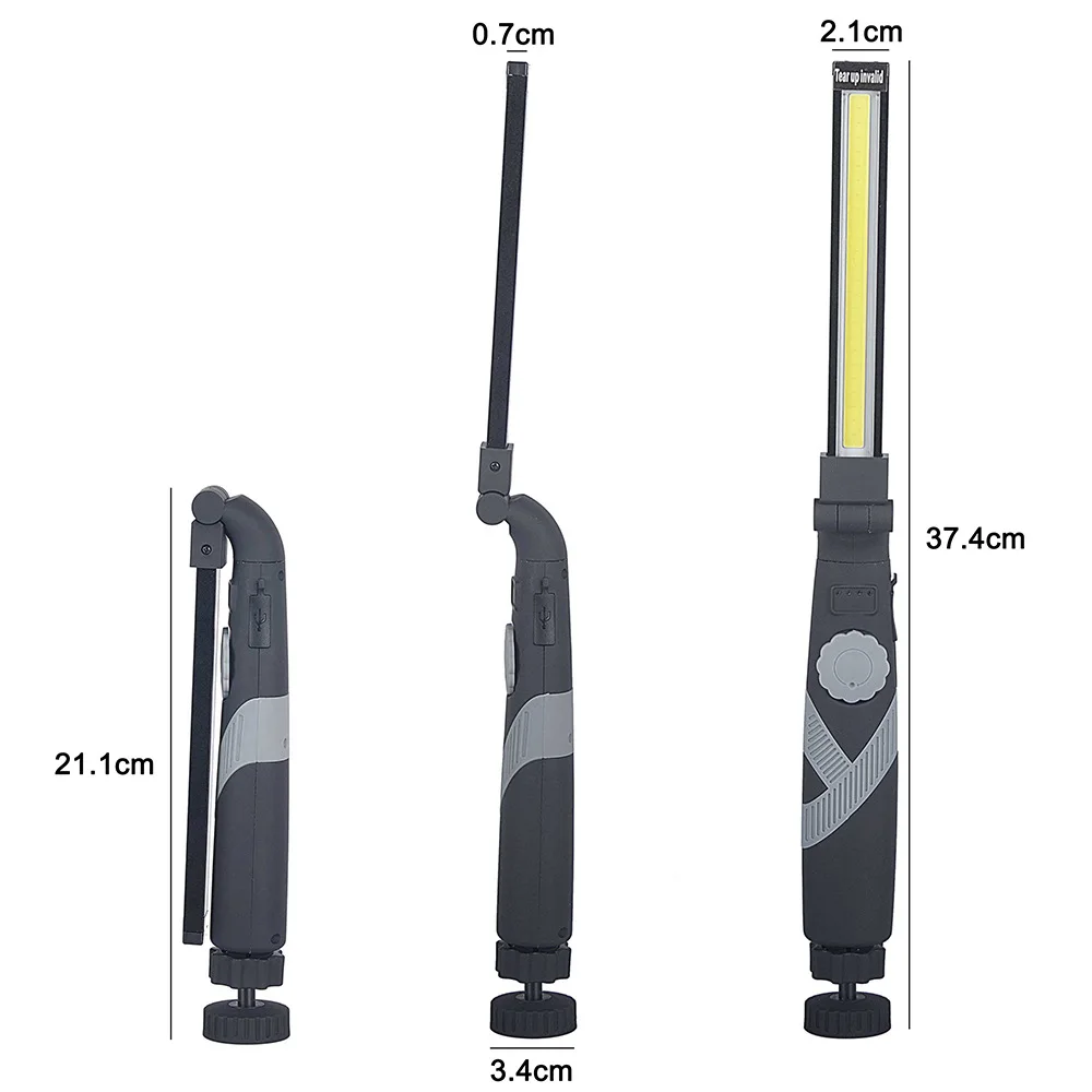 Portable Magnetic Work Light COB LED Work Lamp USB Rechargeable Flashlight Flexible Inspection Lights Emergency Rotary Torch