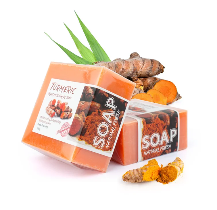 Herbal Natural Scrub Cleaning Nourishing Oil-Control Whitening Acne Treatment Mite Removal Face Turmeric Soap