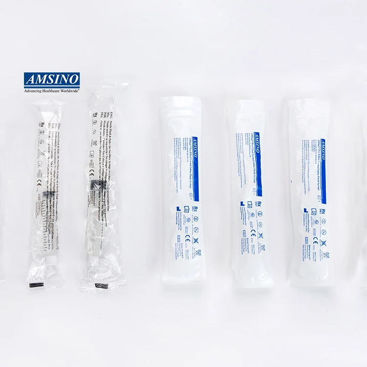 Amsino factory supply disposable plastic Saline Pre-filled IV Flush Syringe with standard plunger rod 3ml 5ml 10ml