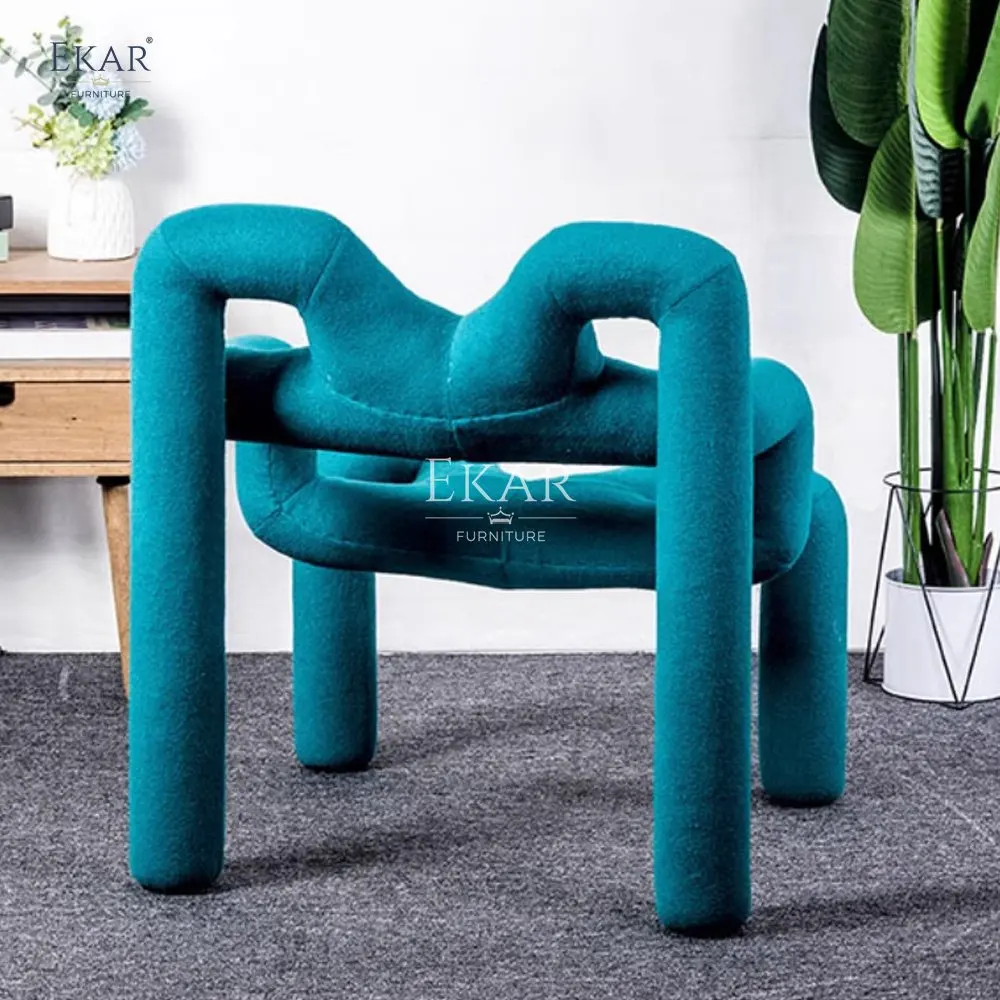 Modern Metal Frame Spider-Shaped Lounge Chair with High-Density Foam