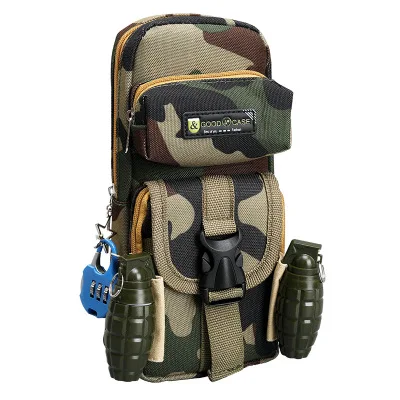 Big Capacity 3 Pockets Pencil Pouch 2 Retractable Pens Lock Bag Funny Camo Durable Pencil Case