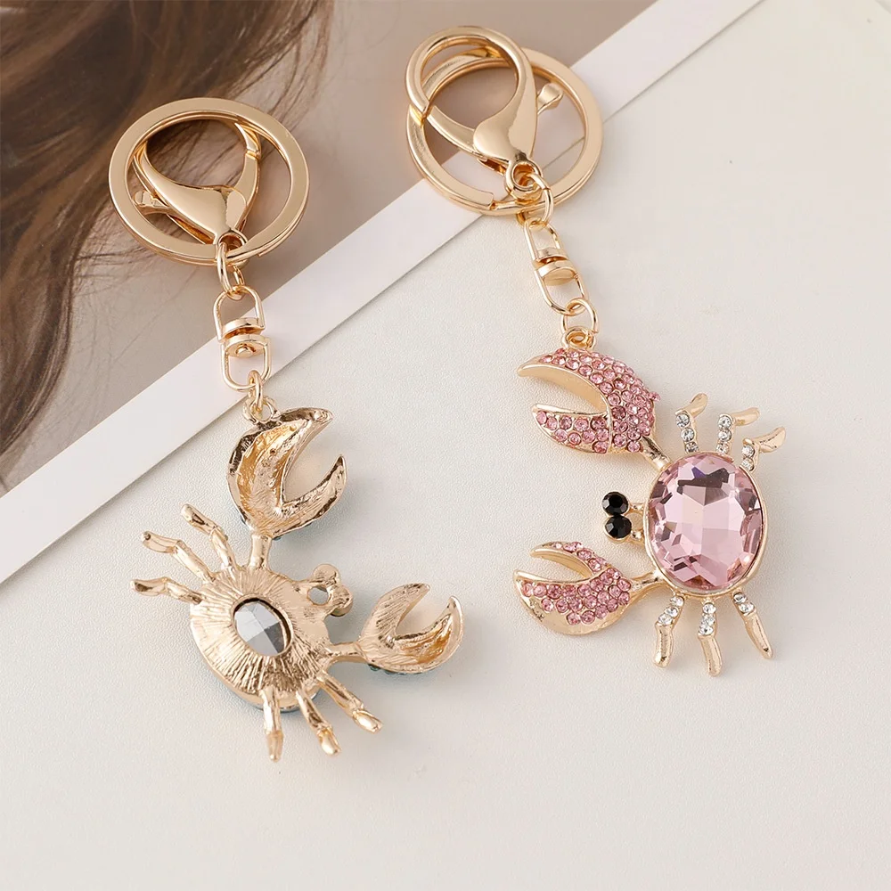 New Arrival Rhinestone Handbag Pendant Cute Crab Charm Exquisite Decoration Gift KeyChain