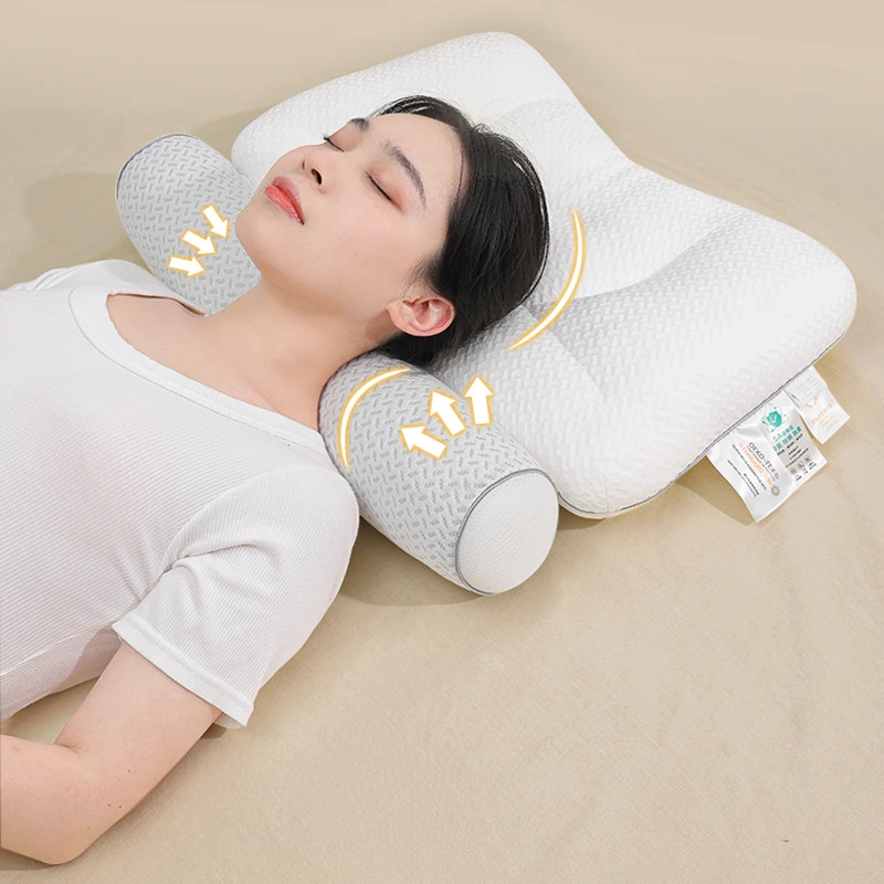 Multipurpose Dismountable Washable Jacquard Anti Bacterial Anti-mite Cylinder Cervical Pillow For Neck Pain Relief