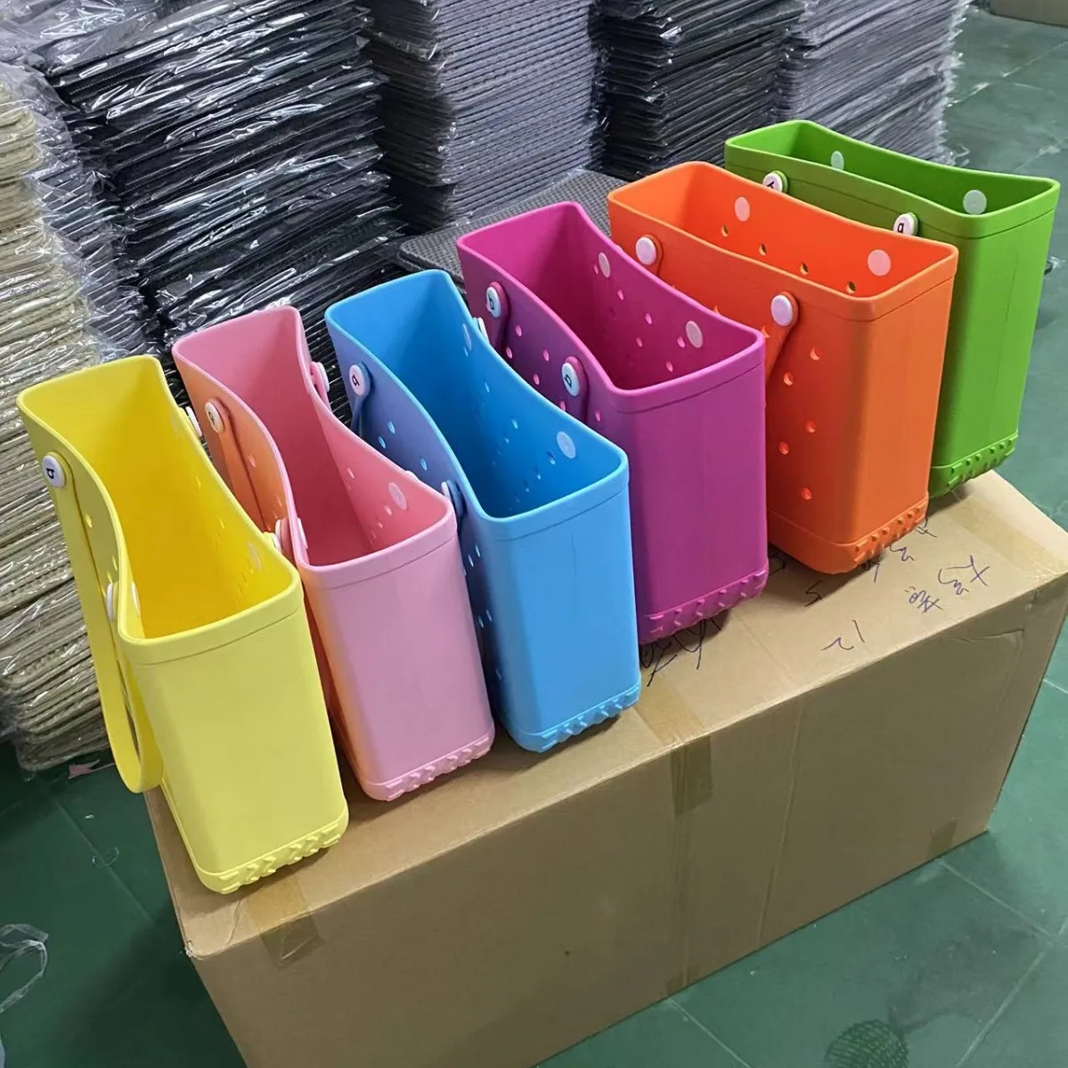 Silicone open tote bags trend women fashion EVA bags rubber shopping beach handbags