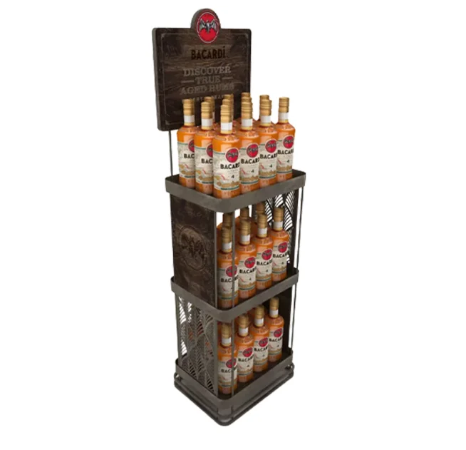 Hot Sales POS Display Counter Design Logo Supermarket Display Rack Customized Wood Fruit Vegetable Display Rack 36 Bottles 100