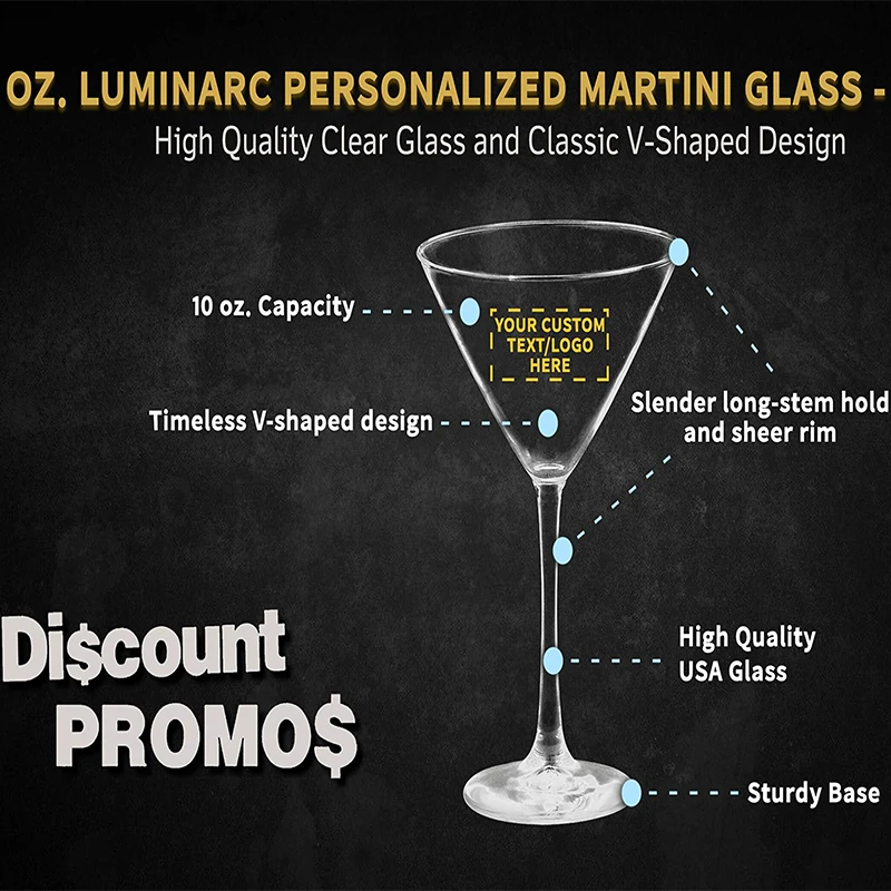 Wholesale Custom Printed Logo 140ml High Borosilicate Blank Clear Glass Martini Cocktail Glasses for Restaurant Bar Party Gift