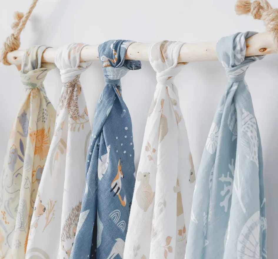 custom organic quality 100% bamboo cotton muslin blankets swaddle kids muslin bamboo cotton swaddle blanket 3 pack for sale