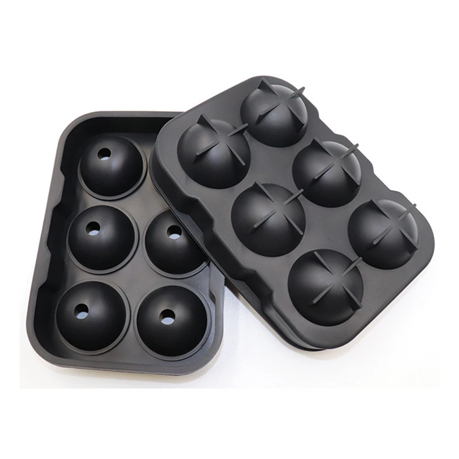  Round square ice cube mold Food silicone Large-capacity 6-hole 6-ball