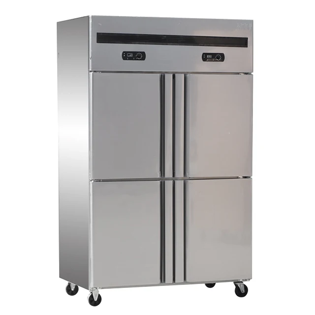 Нержавеющая сталь 4 двери морозильной камере в вертикальном положении кухонный холодильник пользовательские морозильник