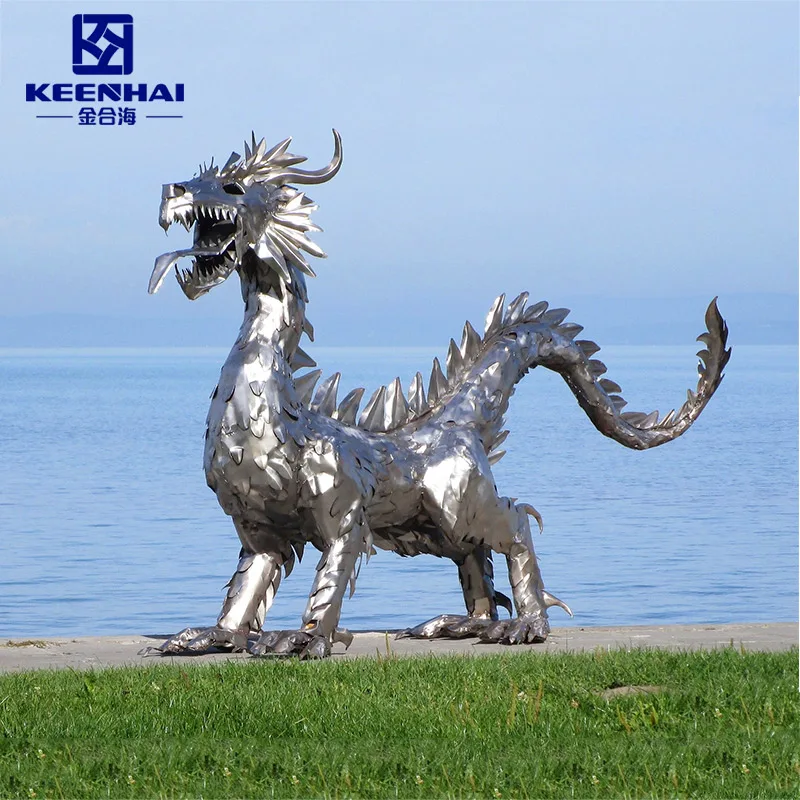 Keenhai Outdoor Garden Modern Stainless Steel Dragon Sculpture