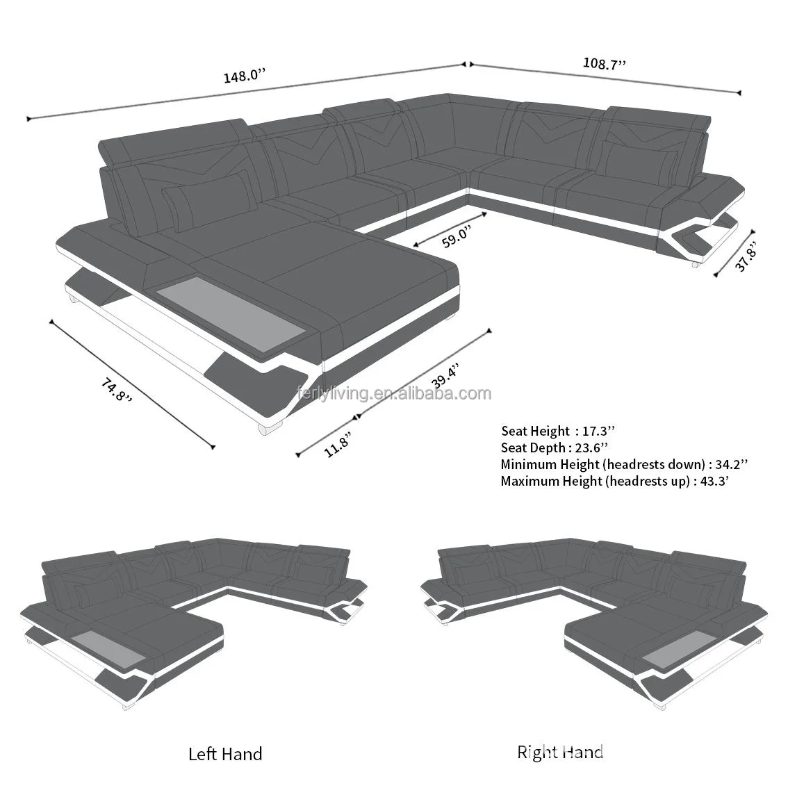 Simple Modern Living Room Business Led Creative Combination Furniture Leather Sofa