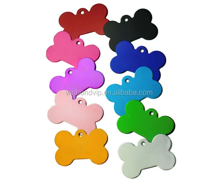 wholesale double sided aluminum metal ID tag cat dog name tag