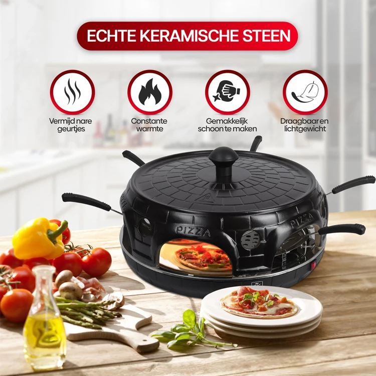 Hot Selling Mini Pizza Maker 4 Person Household Oven Electric Clay Terracotta Pizza Oven Dome