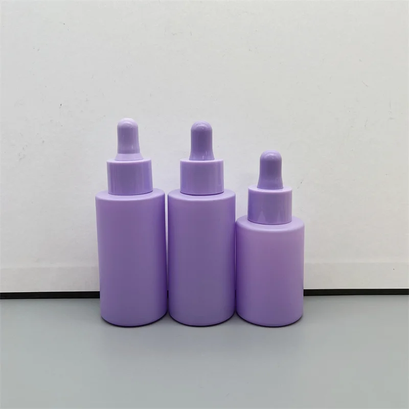 wholesale frosted clrear purple cosmetic perfume essential 1oz glass vial for  essential oil dropper bottle packaging with d