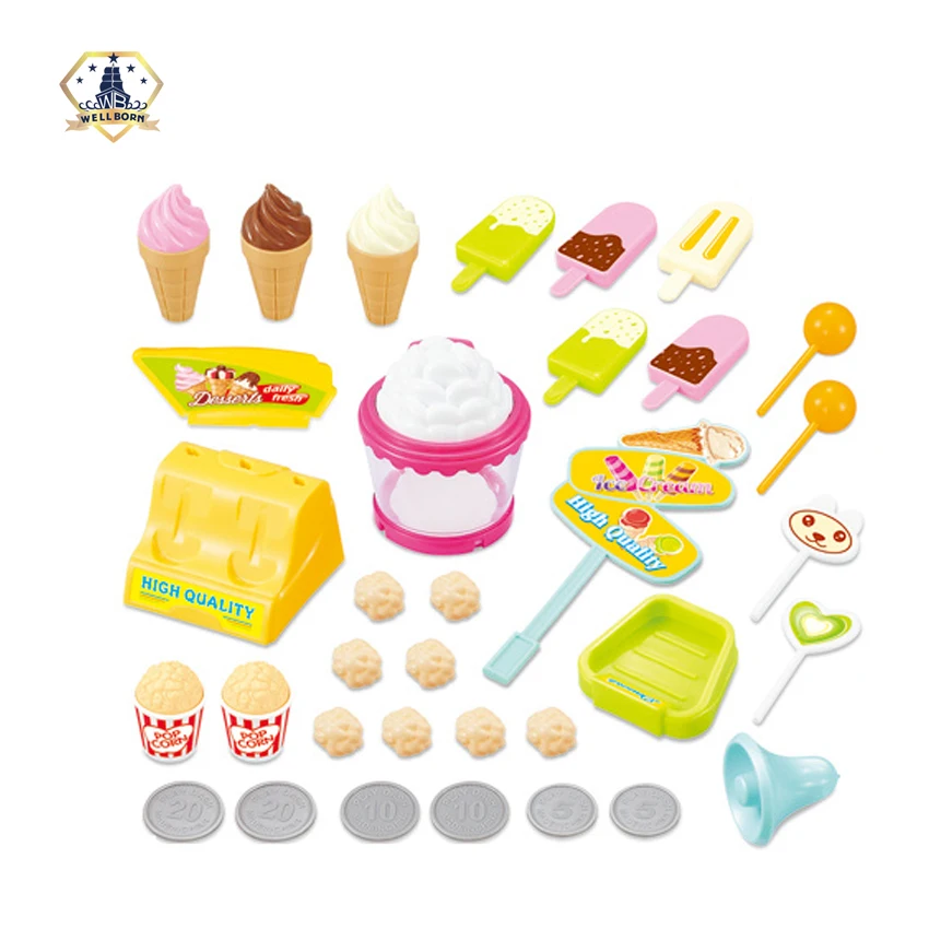 Super market sweet shop pretend candy cart corn popper toy play set for kids