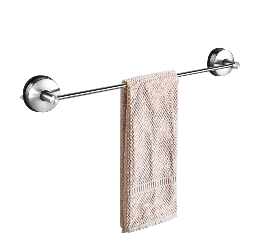22-Inch Wall Mounted Stainless Steel Vacuum Suction Cup Towel Bar Rack Rail Hanger Bathroom Washcloth Holder