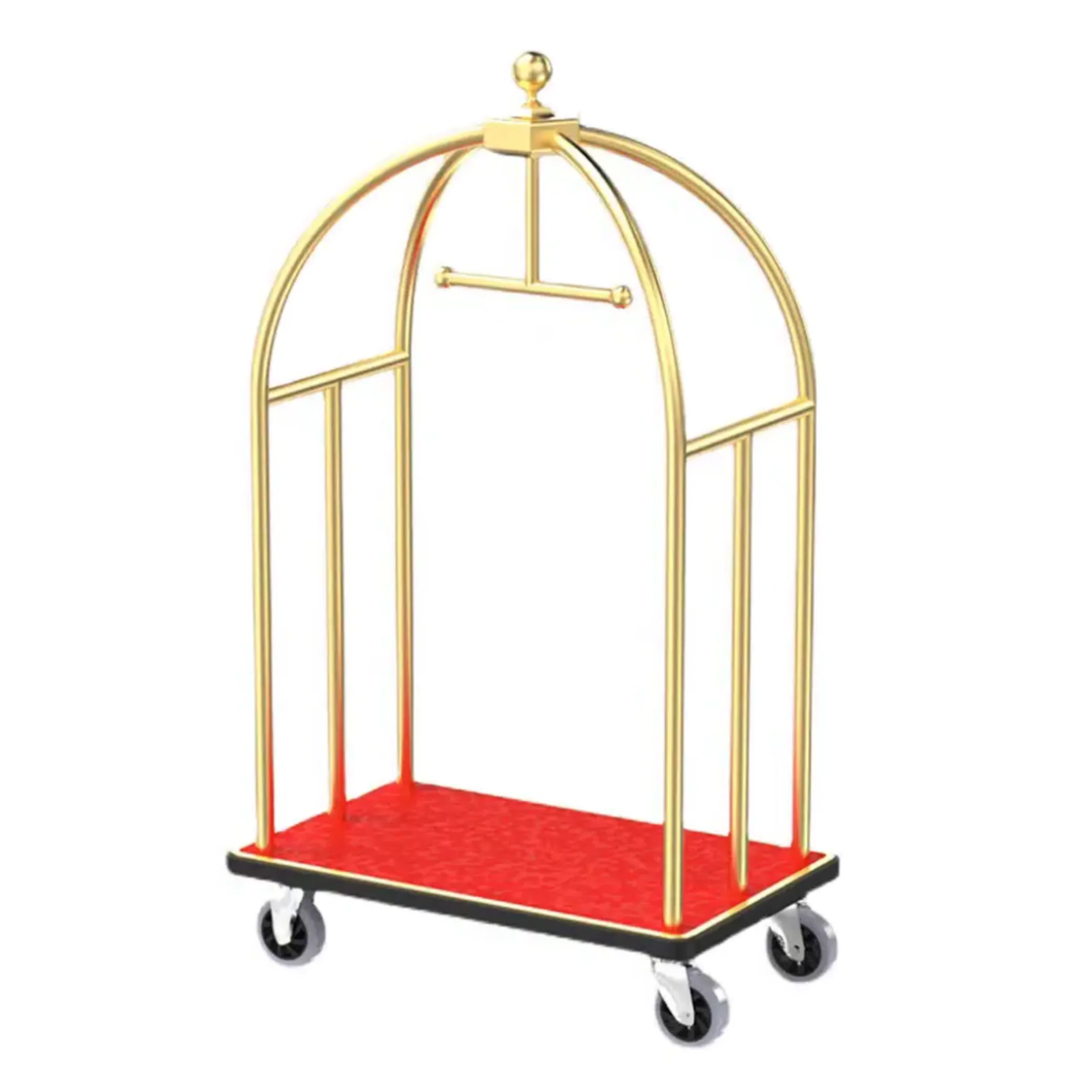 Hotel Luxury Crown Foldable Bellboy Cart Rack Concierge Birdcage Barrow Baggage Bellman Trolley Luggage Carts Stainless Steel