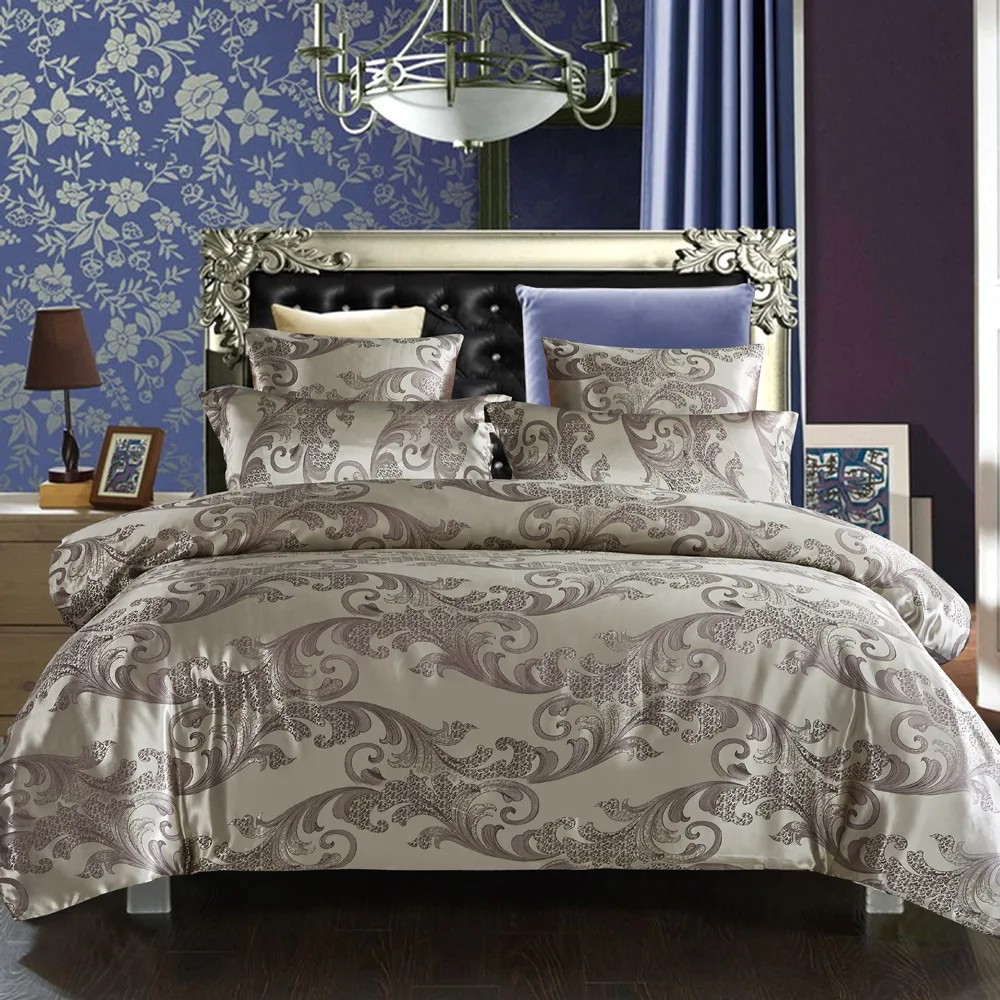 Luxury Jacquard Duvet Cover Set Customized Floral Pillowcase US EU Comforter Cover Bed Linen Brushed Microfiber Bedding Set